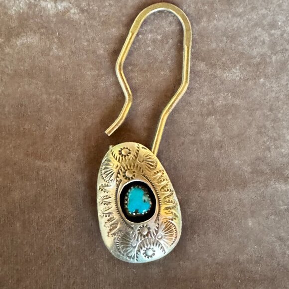 Sterling/Turquoise Key Ring - Picture 3 of 7